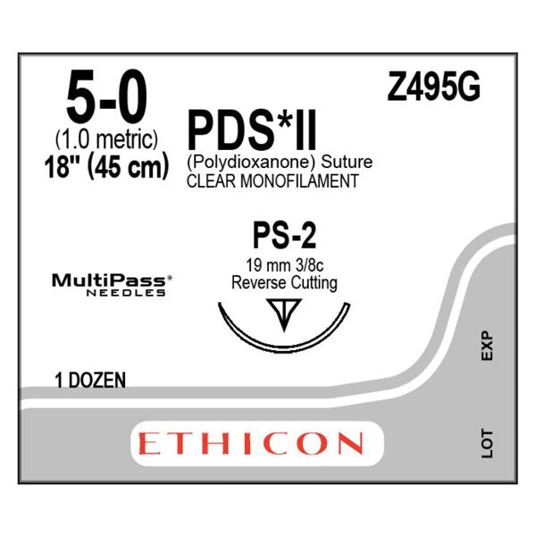 Ethicon Inc,a J & J Company Suture 5-0 Polydioxanone Ps-2 Pds Ii Undyed 18" Monofilament 12/Bx - Z495G