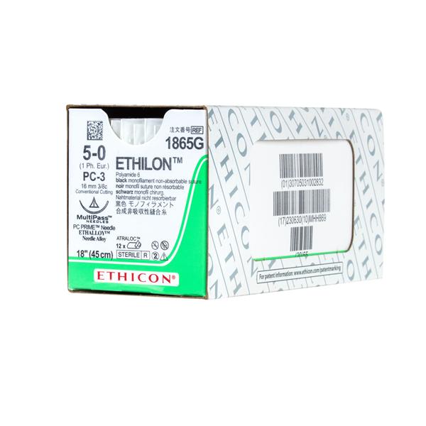 Ethicon Inc,a J & J Company Suture 5-0 Nylon Pc-3 Ethilon Black 18" Monofilament 12/Bx - 1865G