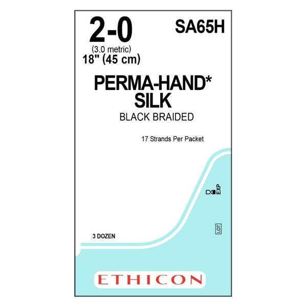 Ethicon Inc,a J & J Company Suture 2-0 Silk No Needle Perma-Hand Black 17X18" Braid 36/Bx - SA65H