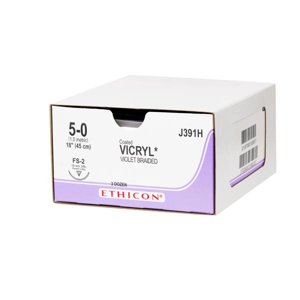 Ethicon Inc,a J & J Company Suture 5-0 Polyglactin 910 Fs-2 Vicryl Violet 18" Braid 36/Bx - J391H