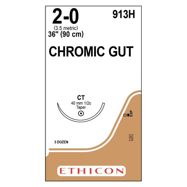 Ethicon Inc,a J & J Company Suture 2-0 Chromic Gut Ct Brown 36" Monofilament 36/Bx - 913H