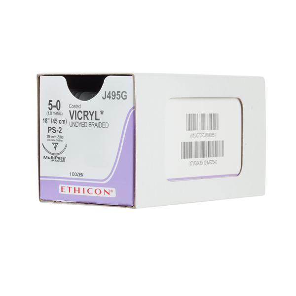 Ethicon Inc,a J & J Company Suture 5-0 Polyglactin 910 Ps-2 Vicryl Undyed 18" Braid 12/Bx - J495G