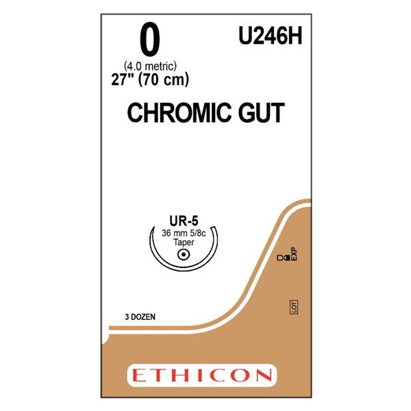 Ethicon Inc,a J & J Company Suture 0 Chromic Gut Ur-5 Brown 27" Monofilament Bx - U246H