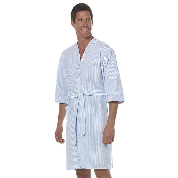 Fashion Seal Robe Patient Polyester / Cotton Woven Seersucker 2X Large Unisex Blue Stripe Ea - 1840-2XL