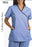 Fashion Seal Uniforms Scrub Shirt Large Navy / Ceil Blue 2 Pockets Short Set-In Sleeves Female - 7002-L