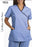 Fashion Seal Uniforms - Scrub Shirt Large Navy / Ceil Blue 2 Pockets Short Set-In Sleeve Female - 7002-L