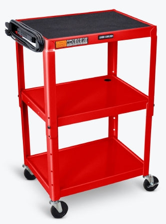 Luxor AVJ42 Series Multimedia Cart 24 W X 18 D X 24 to 42 H Inch Red - AVJ42-RD