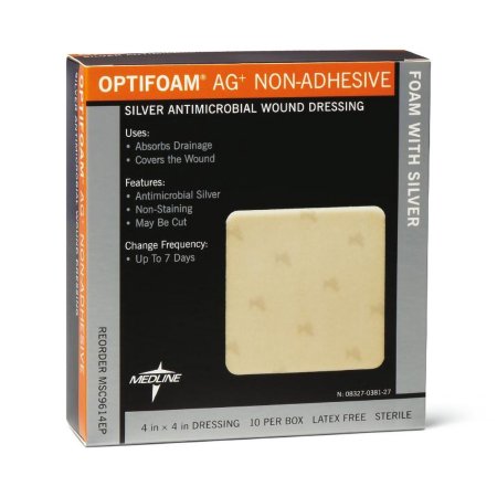 Optifoam Ag+ - Silver Foam Dressing 4 X 4 Inch Square Sterile - MSC9614