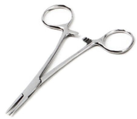 ADC - Hemostatic Forceps Kelly 5-1/2 Inch Length Floor Grade Stainless Steel NonSterile Ratchet Lock Finger Ring Handle Straight Serrated Jaws - 310