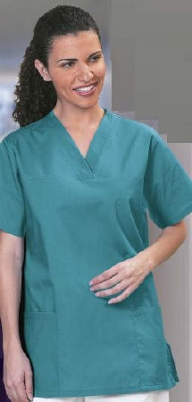 Fashion Seal Uniforms Scrub Shirt Large Ceil Blue 2 Pockets Short Set-In Sleeves Female - 7582-L