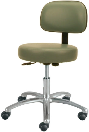 Winco Deluxe Series Exam Stool Backrest Gas Lift Height Adjustment 5 Casters Royal Blue - 4450-02