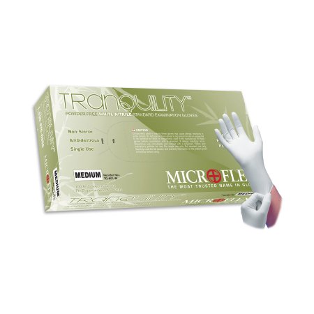 Soft White Nitrile* - Exam Glove Medium NonSterile Nitrile Standard Cuff Length Textured Fingertips White Not Chemo Approved - TQ-601-M