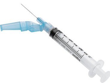 Needle-Pro EDGE - Syringe with Hypodermic Needle 3 mL 22 Gauge 1-1/2 Inch Regular Wall Hinged Safety Needle - 432215