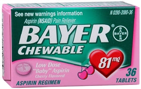 Bayer Bayer Pain Relief 81 mg Strength Aspirin Chewable Tablet 36 per Bottle - 12843013231