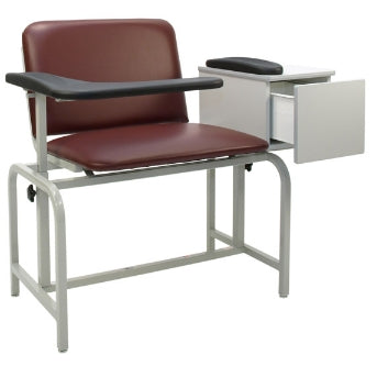 Winco 574-XL Series Blood Drawing Chair with Drawer Single Adjustable Flip Armrest Mauve - 2574-16