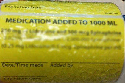 MedVision - Pre-Printed Label Anesthesia Label Green Paper Medication Added to 1000 Ml Black Medication Instruction 2-5/8 X 4 Inch - MV09FC1878