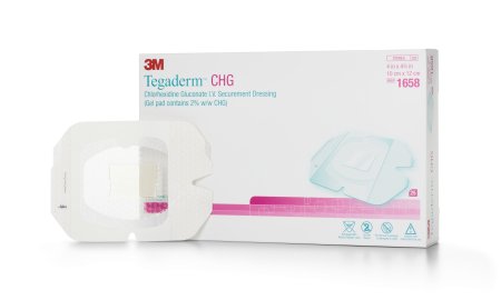 3M Tegaderm - I.V. Dressing with CHG CHG (Chlorhexidine Gluconate) / Film 4 X 4-3/4 Inch Sterile - 1658