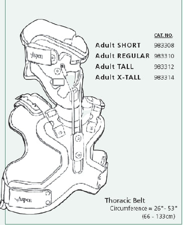 Aspen CTO - Back Orthosis Short 13 to 21 Inch Neck Circumference / 26 to 53 Inch Torso Circumference Adult - 983308