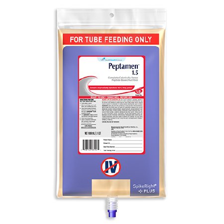 Nestle Healthcare Nutrition Peptamen 1.5 Tube Feeding Formula 1000 mL Bag Ready to Hang Unflavored Adult - 10798716281949