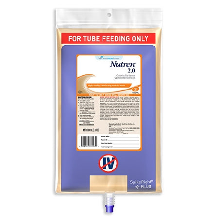 Nestle Healthcare Nutrition Nutren 2.0 Tube Feeding Formula 1000 mL Bag Ready to Hang Unflavored Adult - 798716441469
