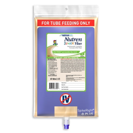Nestle Healthcare Nutrition Nutren Junior Fiber Pediatric Tube Feeding Formula 1000 mL Bag Ready to Hang Unflavored Ages 1-13 Years - 798716774000