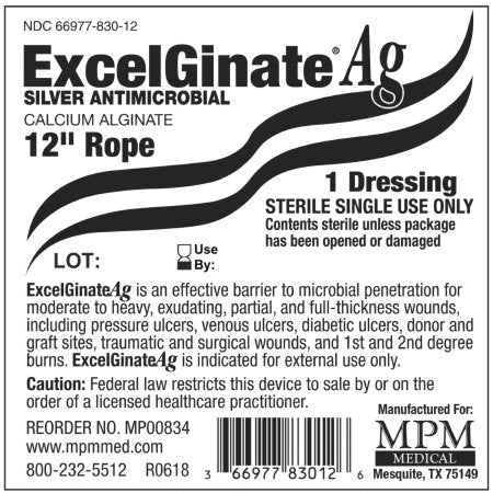 ExcelGinate AG - Silver Alginate Dressing 12 Inch Length Rope Sterile - MP00834