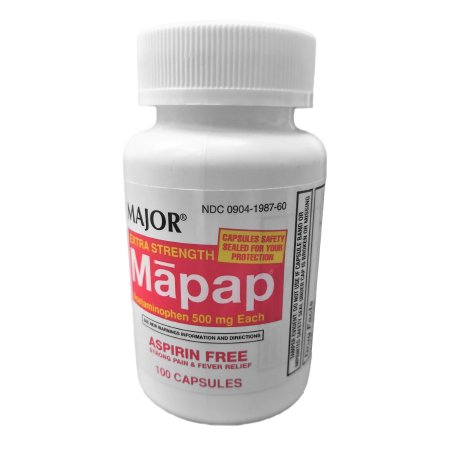 Mapap - Pain Relief 500 mg Strength Acetaminophen Gelcap 100 per Bottle - 00904198760
