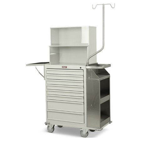 Harloff - Splint / Cast Cart Stainless Steel 44 X 43 X 21 Inch Burgundy One 3 Inch, Five 3 Inch, Two 6 Inch Drawers - 6035-TC