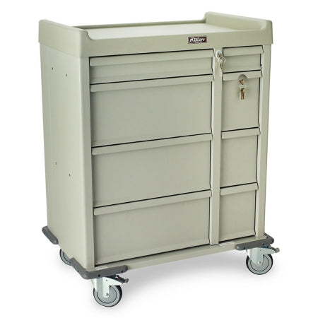 Standard Line - Medication Cart Steel 23.5 X 36 X 45.75 Inch 17 X 20.5 Inch Left Side Drawer, 17 X 6.25 Inch Right Side Drawer - SL480PC