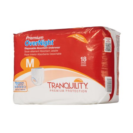 Tranquility Premium OverNight - Unisex Adult Absorbent Underwear Pull On with Tear Away Seams Medium Disposable Heavy Absorbency - 2115