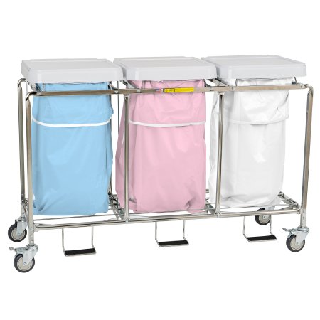 R & B Wire Products - Triple Hamper with Bags 4 Casters 30 to 35 gal. - 686WBP