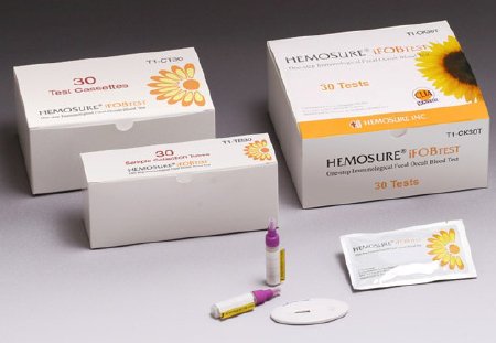 Hemosure Hemosure Rapid Test Kit Colorectal Cancer Screening Fecal Occult Blood Test (iFOB or FIT) Stool Sample CLIA Waived 30 Tests - T1-CK30