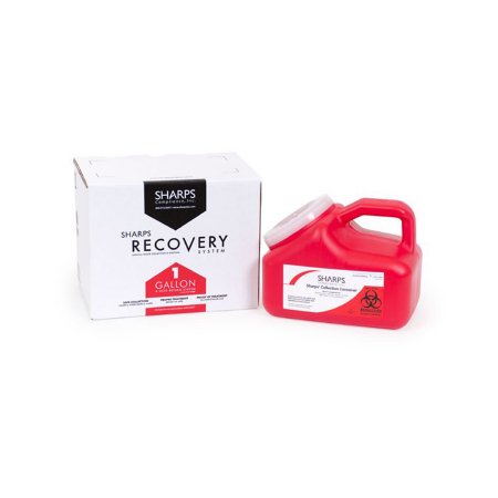 Mail System Pro-Tec - Mailback Sharps Container 9 L X 6 W X 7-1/2 H Inch 1 Gallon Red Base / White Lid Vertical Entry Snap On Lid - 11000-018