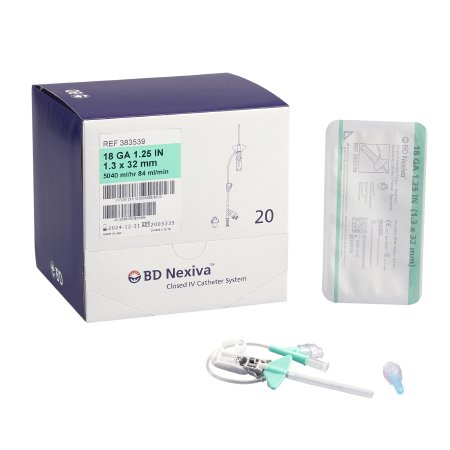 Nexiva - Closed IV Catheter 18 Gauge 1-1/4 Inch Sliding Safety Needle - 383539