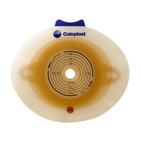 SenSura Click - Ostomy Barrier Trim to Fit, Standard Wear Double Layer Adhesive 50 mm Flange Red Code System 3/8 to 1-3/4 Inch Opening - 10021