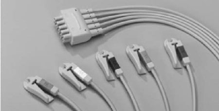 Vyaire Medical Lead Wire Set 51 Inch, 3 Leads, Multi-Link, Gold-Plated Connector, Grabber Style - 412682-002