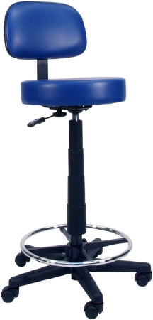 Winco Lab Stool Backrest Gas Lift, Fingertip Adjustment 5 2 Inch Dual Wheel Casters Royal Blue - 4380-02