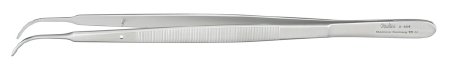 Miltex Miltex Dressing Forceps Gerald 7 Inch OR Grade Stainless Steel (German) NonSterile NonLocking Thumb Handle Curved Serrated Tips - 6-184
