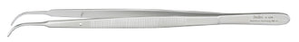 Miltex - Dressing Forceps Gerald 7 Inch Length OR Grade German Stainless Steel NonSterile NonLocking Thumb Handle Curved Serrated Tips - 6-184