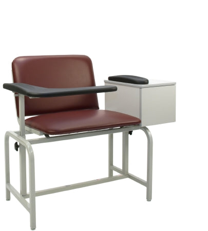Winco 574-XL Series Blood Drawing Chair with Drawer Single Fixed Armrest / Single Flip Up Armrest Black - 2574-08