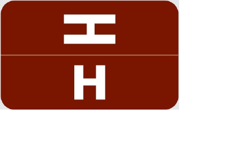 Wilmer Barkley Pre-Printed Label Chart Tab H | H Brown 1 X 1-5/8 Inch - W-P1001-H