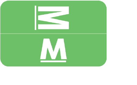 Wilmer Barkley Pre-Printed Label Chart Tab M | M Light Green 1 X 1-5/8 Inch - W-P1001-