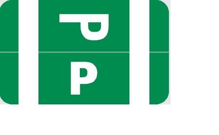 Wilmer Barkley Pre-Printed Label Chart Tab P | P Green 1 X 1-5/8 Inch - W-P1001-P