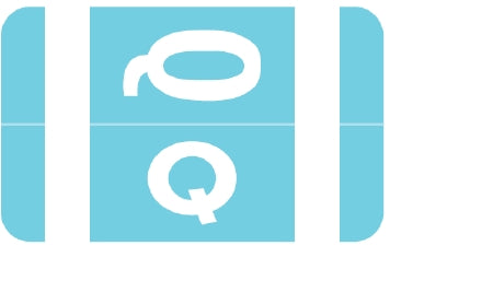 Wilmer Barkley Pre-Printed Label Chart Tab Q | Q Light Blue 1 X 1-5/8 Inch - W-P1001-Q