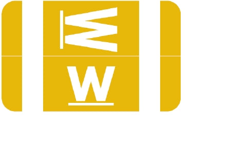 Wilmer Barkley Pre-Printed Label Chart Tab W | W Yellow 1 X 1-5/8 Inch - W-P1001-W