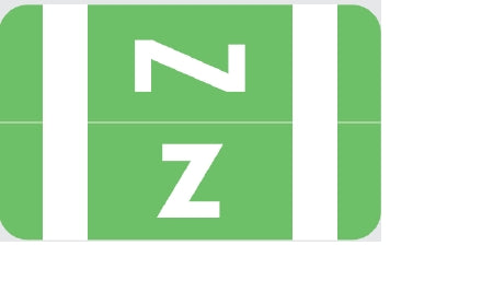 Wilmer Barkley Pre-Printed Label Chart Tab Z | Z Light Green 1 X 1-5/8 Inch - W-P1001-Z