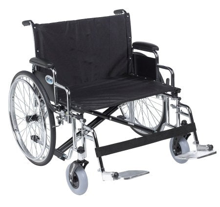 Drive Medical Sentra EC Bariatric Wheelchair Desk Length Arm Padded, Removable Arm Style Spoke Wheel Black 26 Inch Seat Width 700 lbs. Weight Capacity - STD26ECDDA