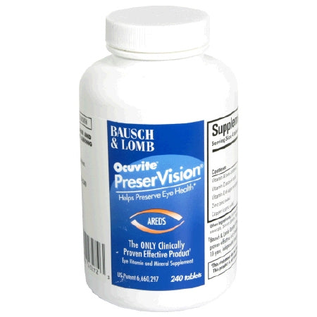 Bausch & Lomb PreserVision Areds Multivitamin Supplement Vitamin A / Vitamin E / Ascorbic Acid 14320 IU - 200 IU - 226 mg Strength Tablet 240 per Bottle - 32420843272