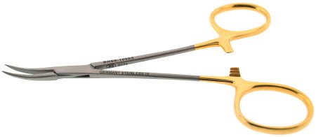 BR Surgical BR Surgical Vasectomy Piercing Forceps 4-3/4 Inch Surgical Grade Stainless Steel / Tungsten Carbide NonSterile Ratchet Lock Finger Ring Handle Curved Sharp Pointed Tips - BR66-10605