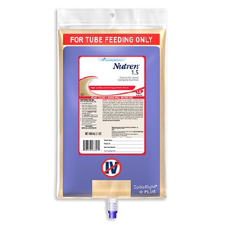 Nestle Healthcare Nutrition Nutren 1.5 Tube Feeding Formula 1000 mL Bag Ready to Hang Unflavored Adult - 10798716263549